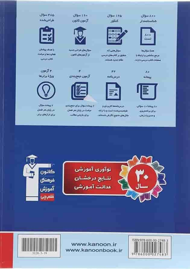 کتاب اقتصاد جامع کنکور انسانی سری طبقه بندی شده برای کنکور 1403 انتشارات کانون فرهنگی آموزش سال چاپ 1402 پشت جلد