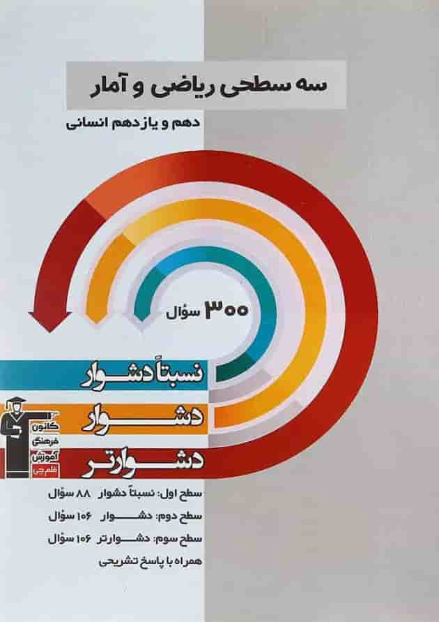 کتاب سه سطحی ریاضی و آمار پایه کنکور انسانی انتشارات کانون فرهنگی آموزش جلد