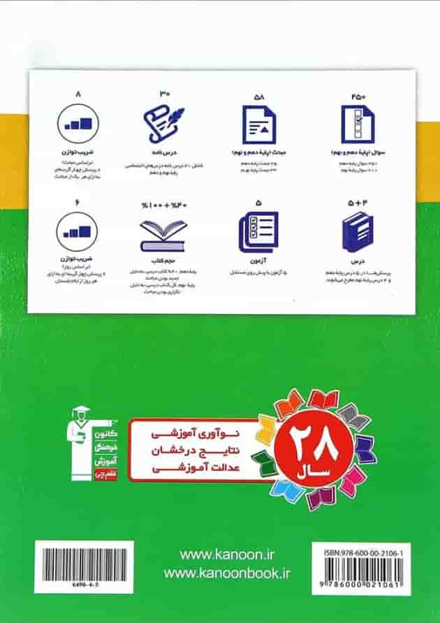 کتاب تابستان دهم انسانی انتشارات کانون فرهنگی آموزش پشت جلد