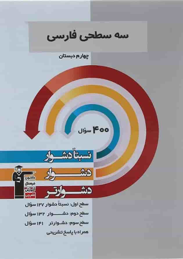 کتاب سه سطحی فارسی چهارم انتشارات کانون فرهنگی آموزش سال چاپ 1402 جلد