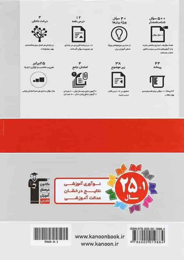 کتاب ریاضی و آمار دهم انسانی سری سوال های پرتکرار انتشارات کانون فرهنگی آموزش پشت جلد