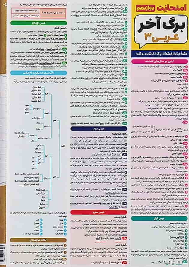 امتحانت عربی 3 دوازدهم مهروماه 1404 پشت جلد