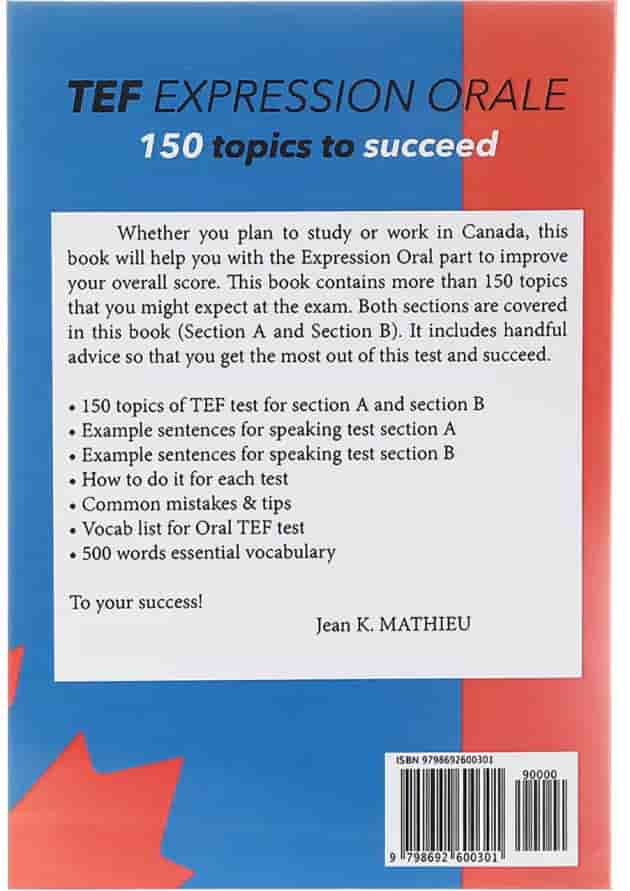 TEF Canada Expression Orale 150 Topics to Succeed 