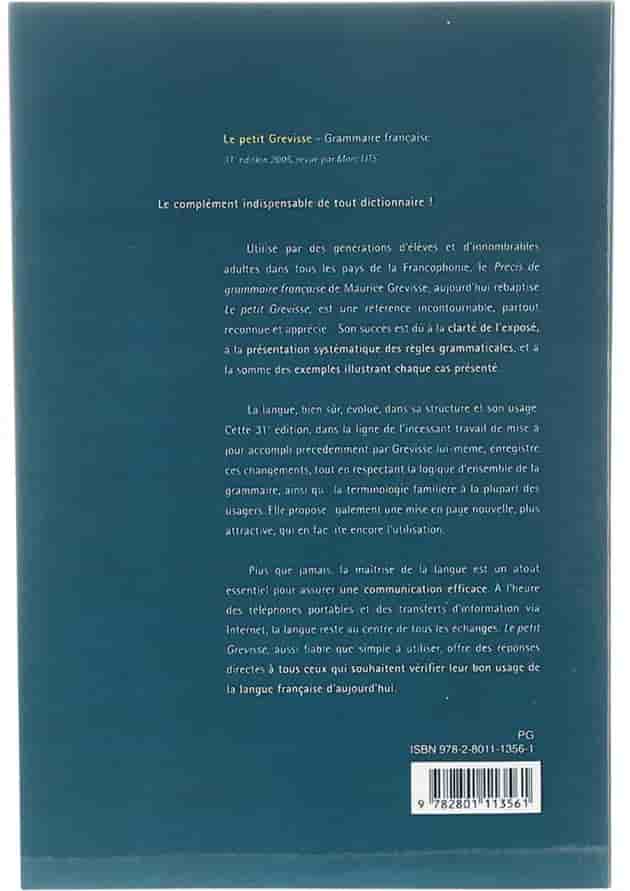 Le petit Grevisse Grammaire francaise 31e Edition 
