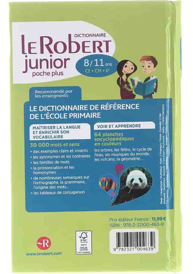 Dictionnaire Francais Le Robert Junior Poche Plus 8/11 ans Nouvelle Edition 
