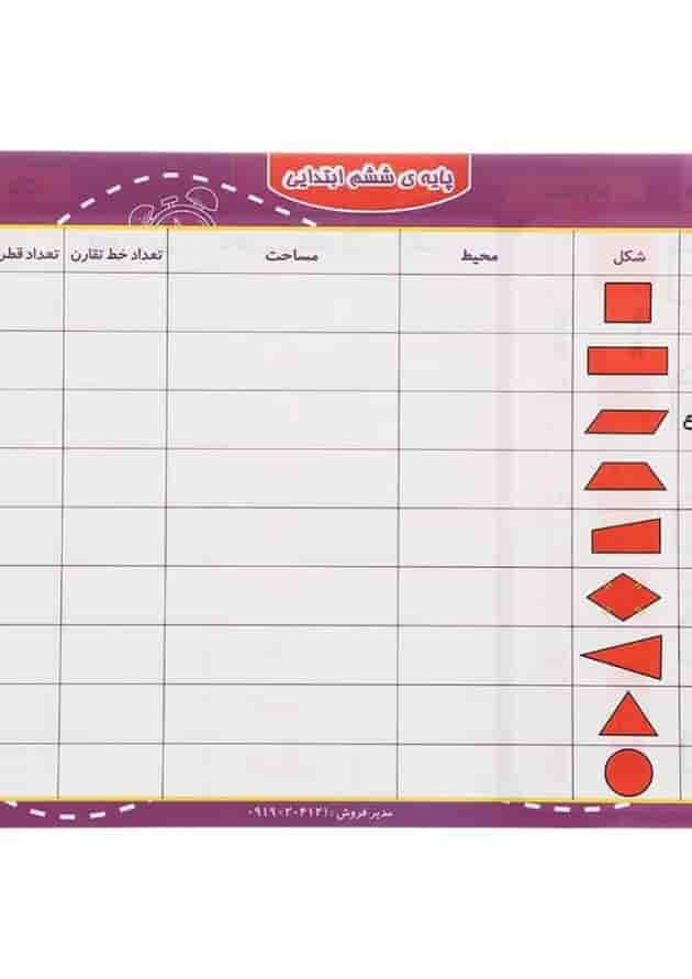 پوستر ریاضی ششم سایز A4 انتشارات گراد بنفش پشت جلد