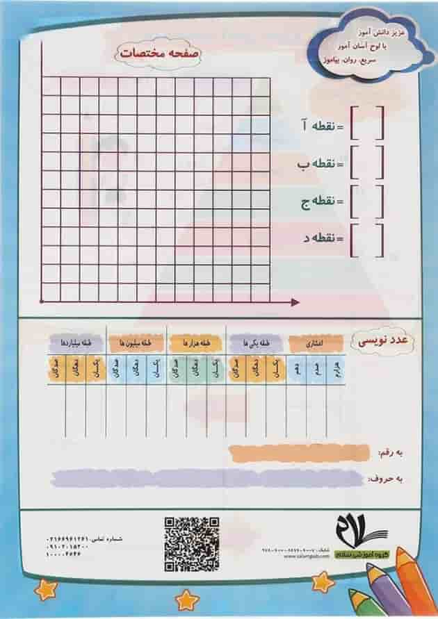 پوستر تخته حساب آسان آموز ششم سایز A4 انتشارات سلام کتاب پشت جلد