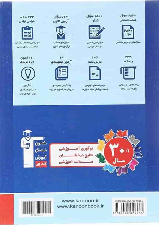 کتاب فیزیک جامع کنکور تجربی جلد 1 سری طبقه بندی شده برای کنکور 1404 انتشارات کانون فرهنگی آموزش سال چاپ 1403 پشت جلد