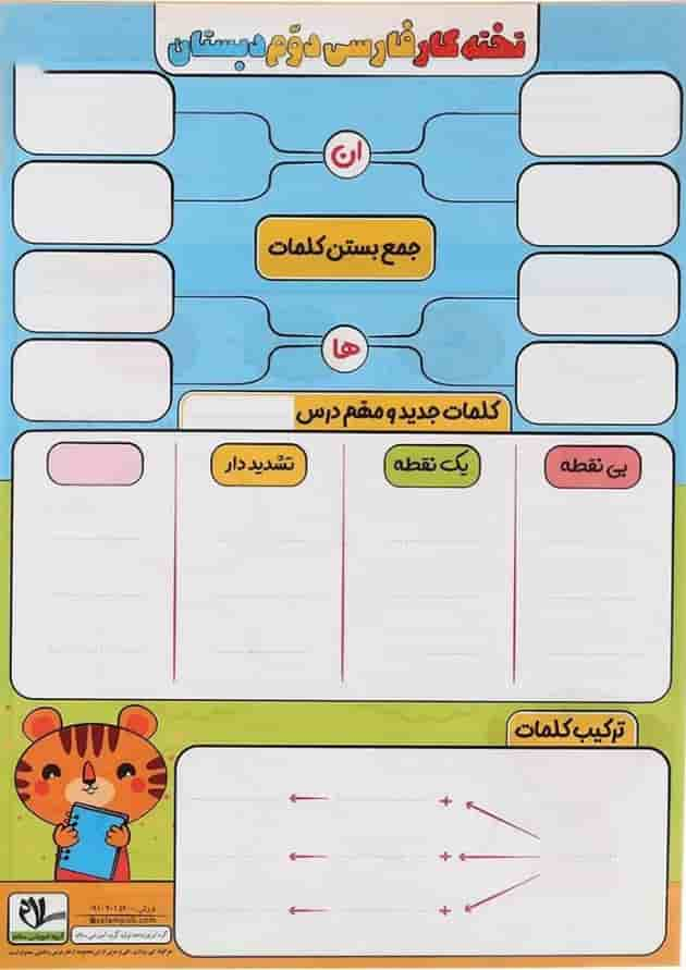 پوستر تخته کار فارسی دوم سایز A4 انتشارات سلام کتاب جلد