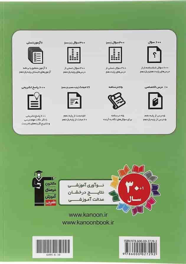 کتاب تابستان یازدهم انسانی انتشارات کانون فرهنگی آموزش سال چاپ 1404 پشت جلد