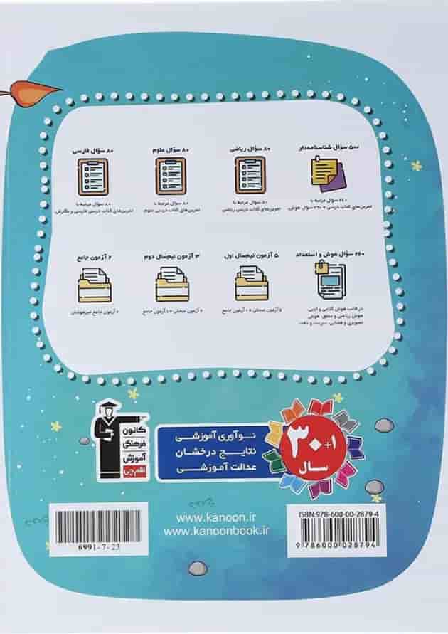 کتاب نوروز ششم انتشارات کانون فرهنگی آموزش سال چاپ 1404 پشت جلد