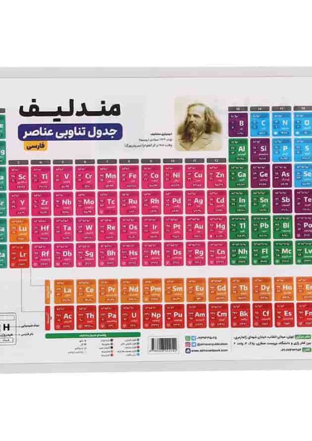 پوستر جدول مندلیف سایز A4 انتشارات اخوان ورنوس پشت جلد