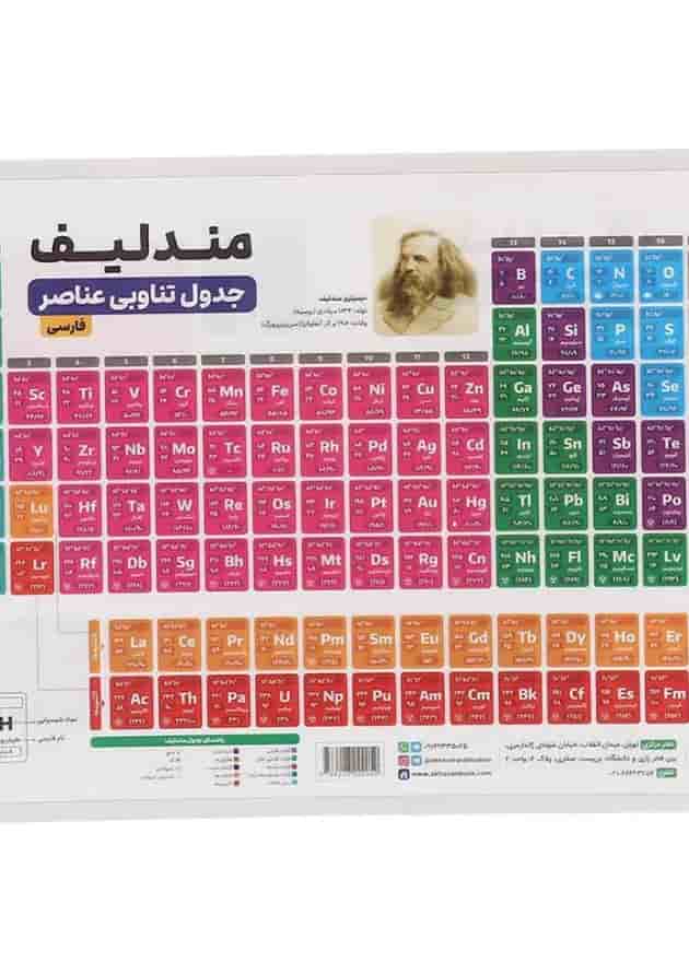پوستر جدول مندلیف سایز A5 انتشارات اخوان ورنوس پشت جلد
