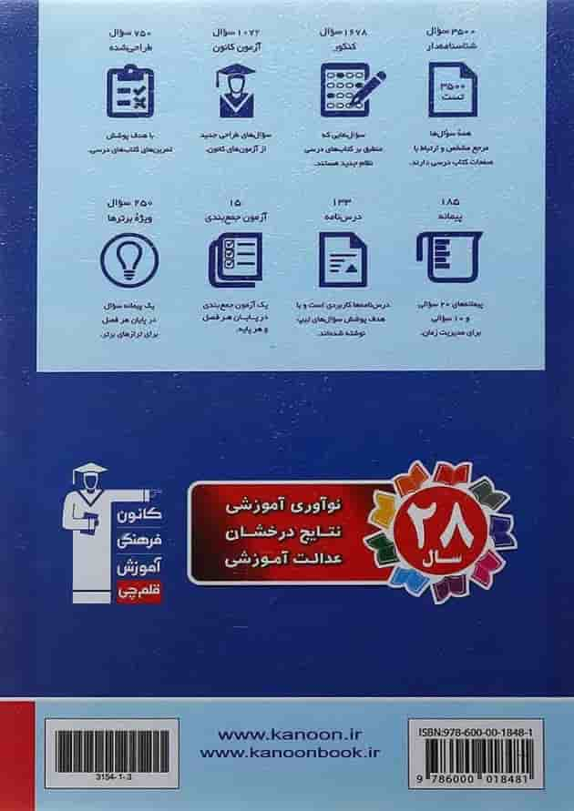 کتاب فیزیک جامع کنکور ریاضی جلد 1 سری طبقه بندی شده انتشارات کانون فرهنگی آموزش پشت جلد