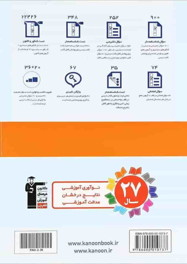 کتاب فارسی یازدهم سری کتاب های جامع انتشارات کانون فرهنگی آموزش پشت جلد