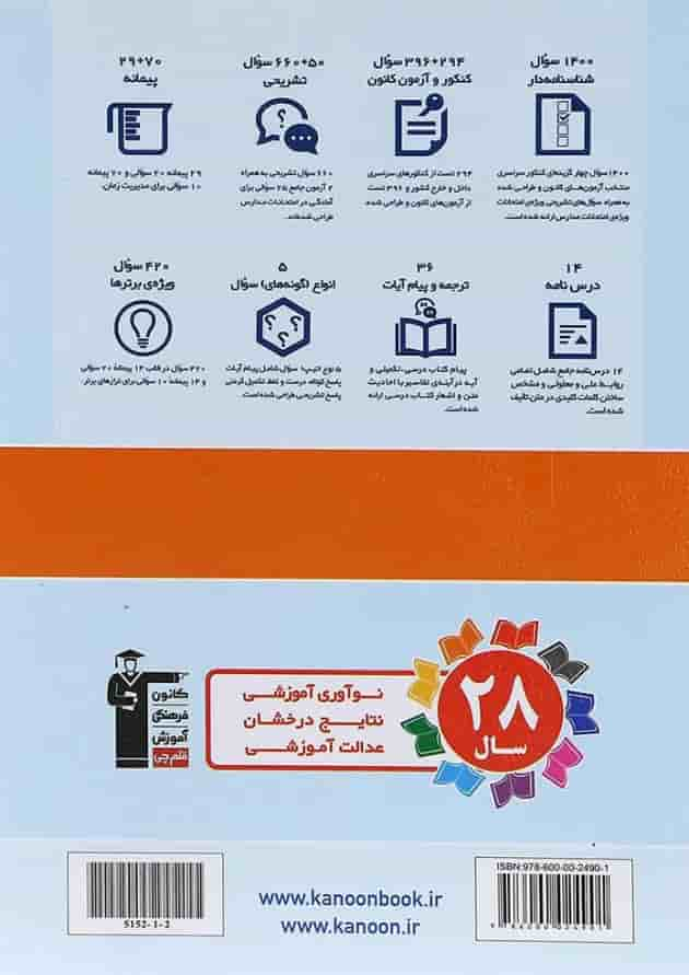 کتاب دین و زندگی دهم انسانی سری کتاب های جامع انتشارات کانون فرهنگی آموزش پشت جلد