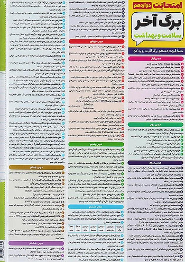 امتحانت سلامت و بهداشت دوازدهم مهر و ماه 1404 